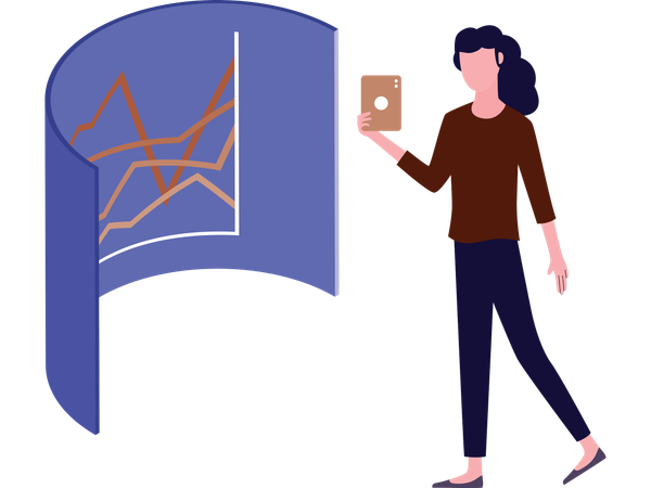 Woman working on data dashboard  Illustration