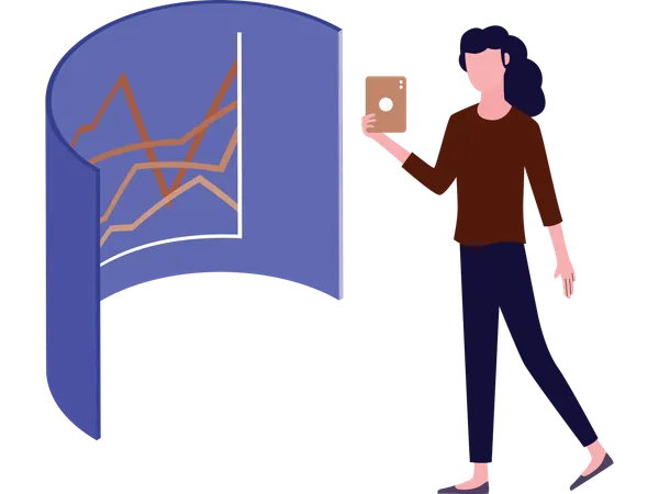 Woman working on data dashboard  Illustration
