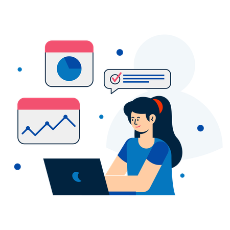 Woman working on Data-Driven Marketing  Illustration