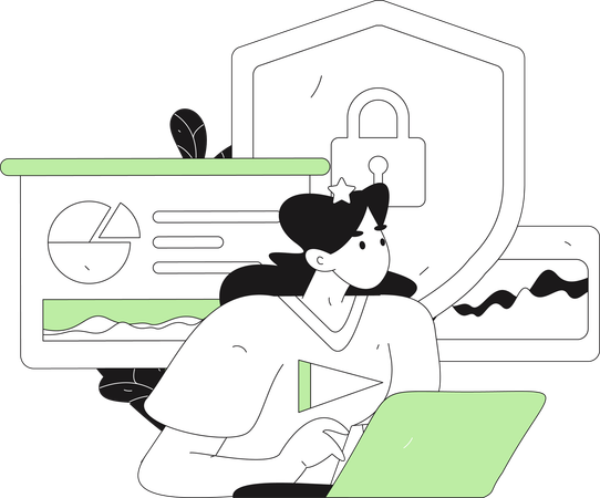 Woman working on data presentation  Illustration