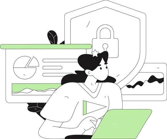Woman working on data presentation  Illustration