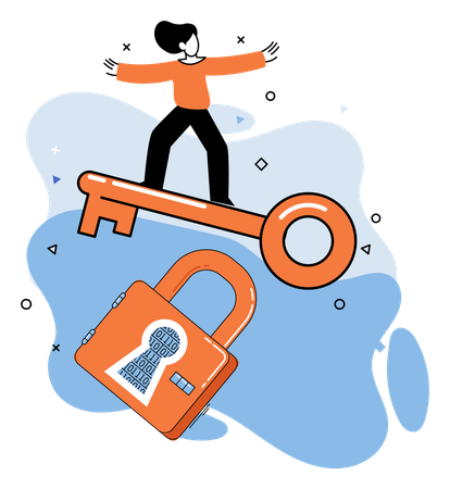 Woman working on data protection  Illustration
