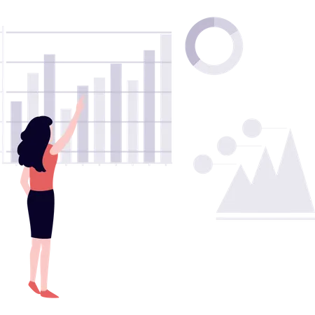 Woman working on data representation Illustration