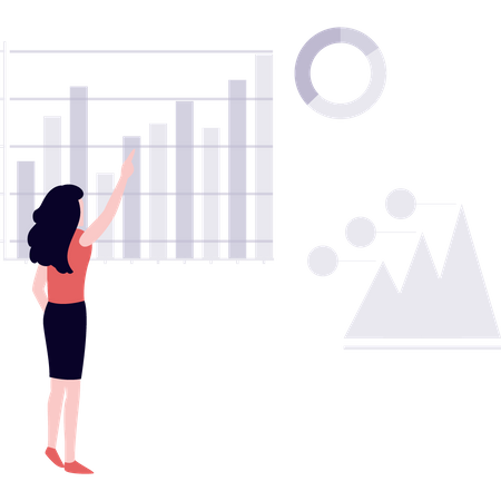 Woman working on data representation  Illustration