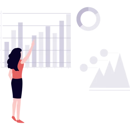 Woman working on data representation  Illustration