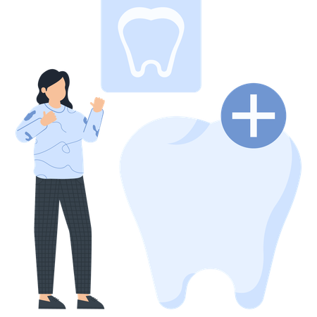 Woman working on dental health  Illustration