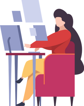 Woman working on development Illustration