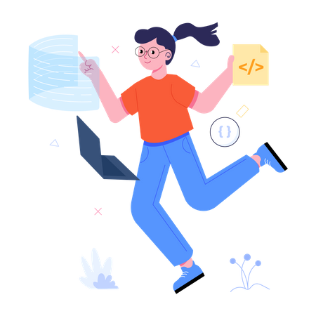 Woman working on development  Illustration