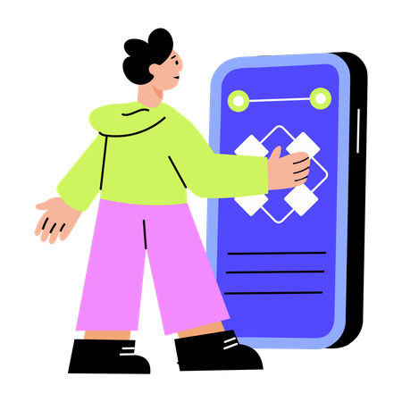 Woman working on digital access  Illustration