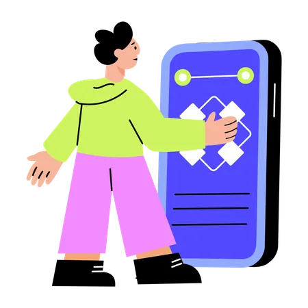 Woman working on digital access  Illustration