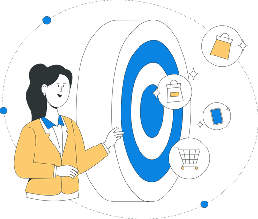 Woman working on digital commerce solution  Illustration