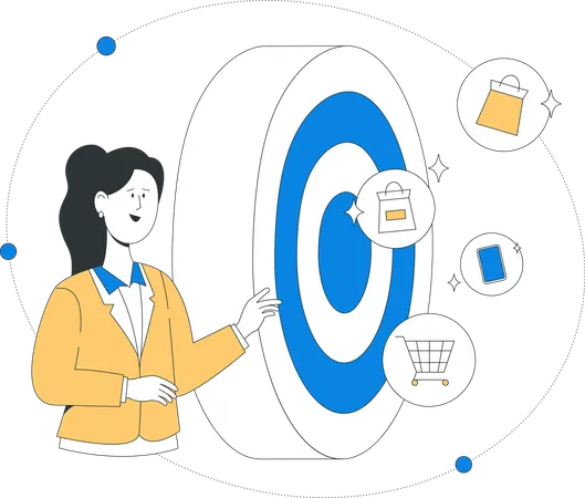 Woman working on digital commerce solution  Illustration
