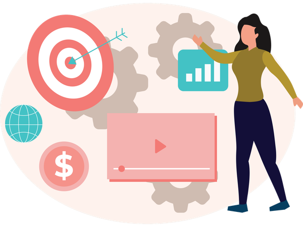 Woman working on digital Marketing  Illustration