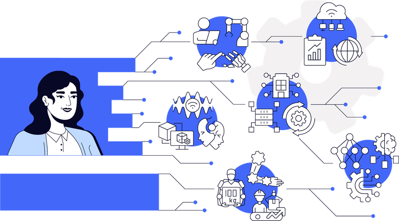 Woman working on Digital transformation  Illustration