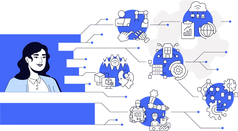 Woman working on Digital transformation  Illustration