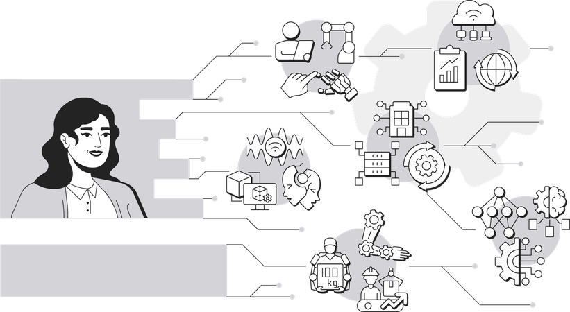 Woman working on Digital transformation  Illustration