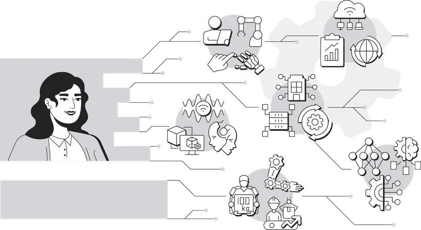Woman working on Digital transformation  Illustration