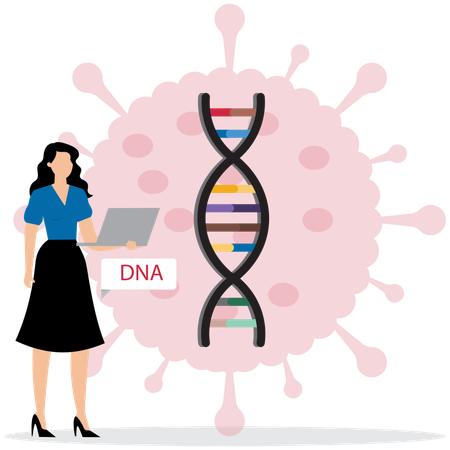 Woman working on DNA Sequencing Technology  Illustration