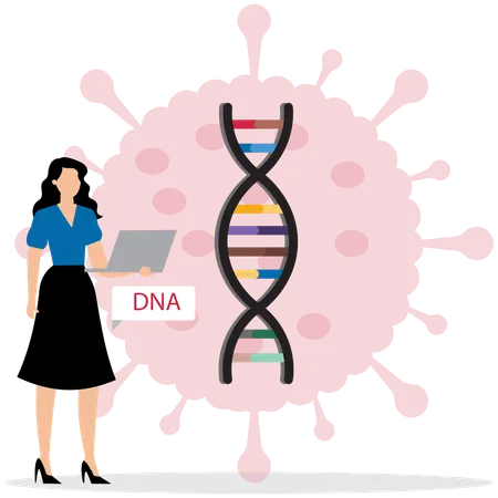 Woman working on DNA Sequencing Technology  Illustration