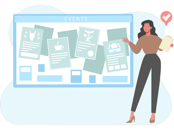 Woman working on event management  Illustration