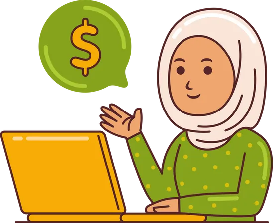 Woman Working on finance management  Illustration