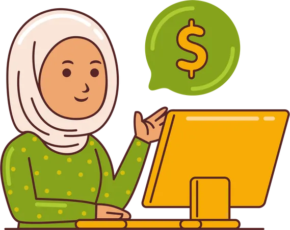 Woman Working on finance management  Illustration