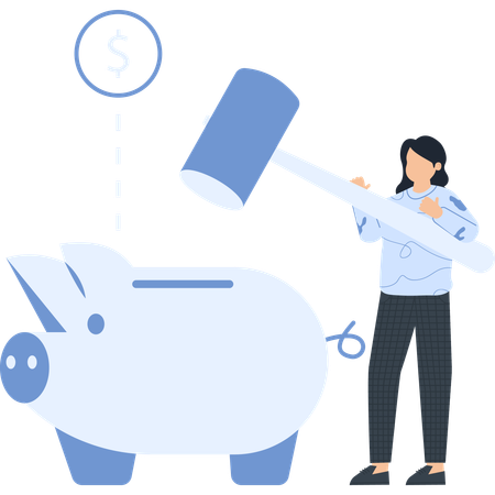 Woman working on finance saving  Illustration