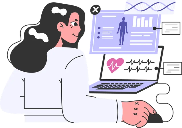Woman working on fitness analysis  Illustration