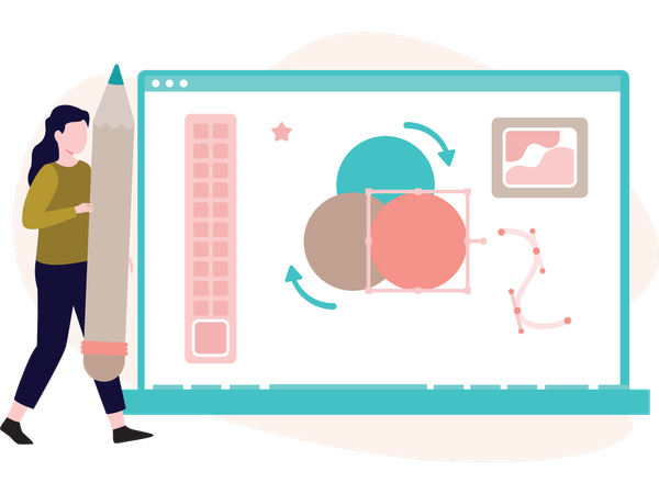 Woman working on graphic Design  Illustration
