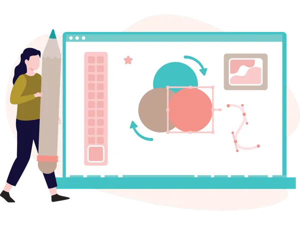 Woman working on graphic Design  Illustration