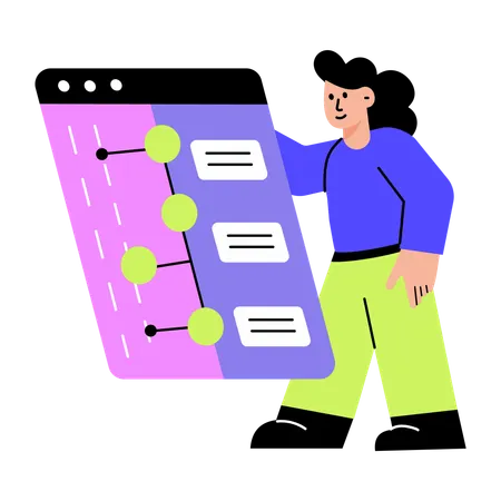 Woman working on holographic display  Illustration