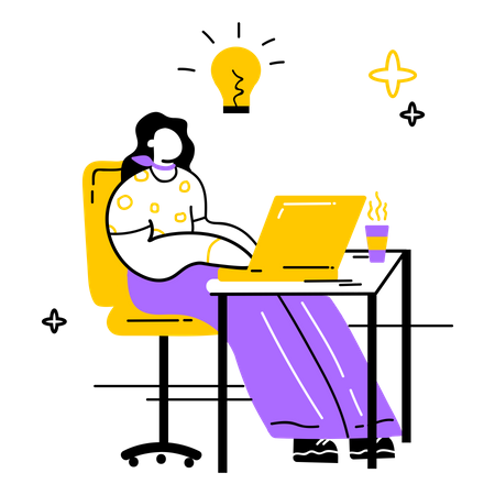 Woman working on idea  Illustration