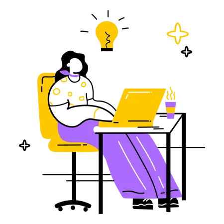 Woman working on idea  Illustration