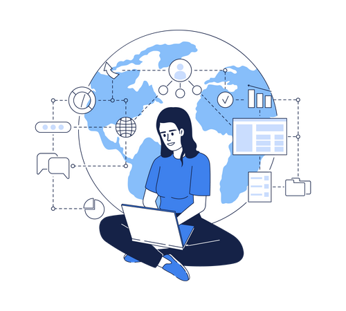 Woman Working on internet  Illustration