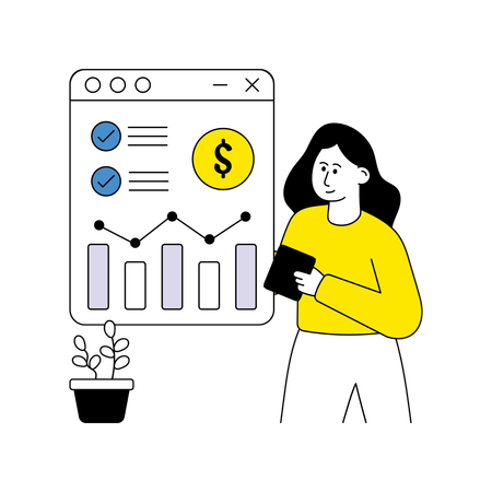 Woman working on Investment Analysis  Illustration