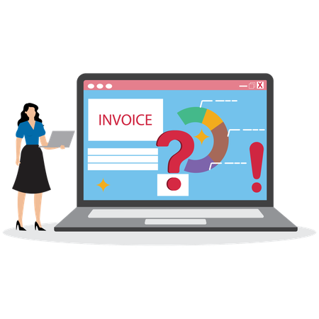 Woman working on Invoice Generation System  Illustration