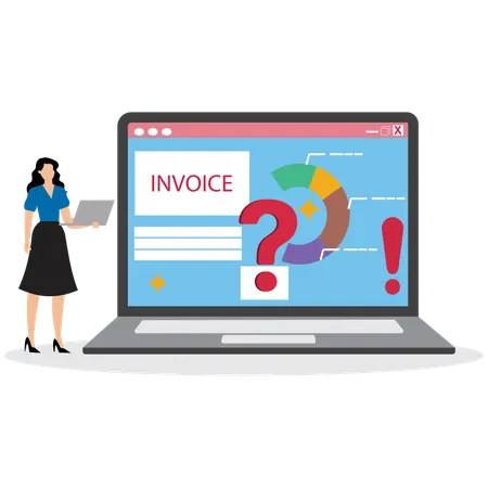 Woman working on Invoice Generation System  Illustration