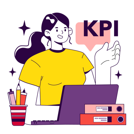 Woman working on kpi growth  Illustration