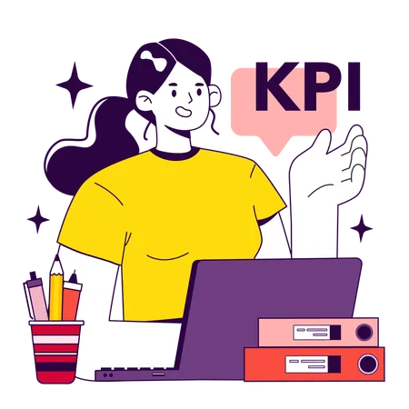 Woman working on kpi growth  Illustration