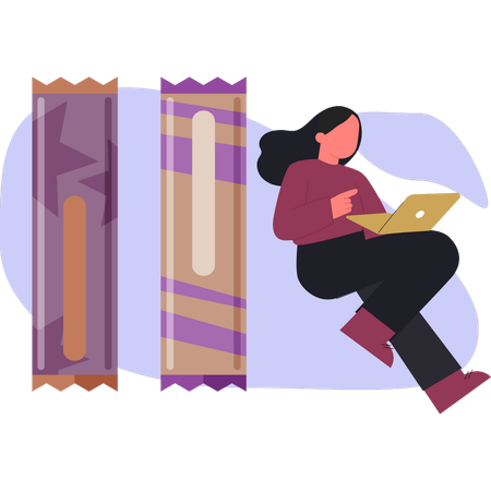 Woman  working on laptop  Illustration