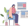 girl working on laptop illustrations
