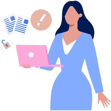 Woman working on laptop  Illustration