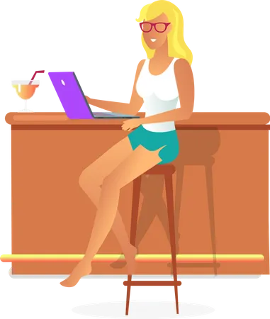 Woman working on Laptop  Illustration