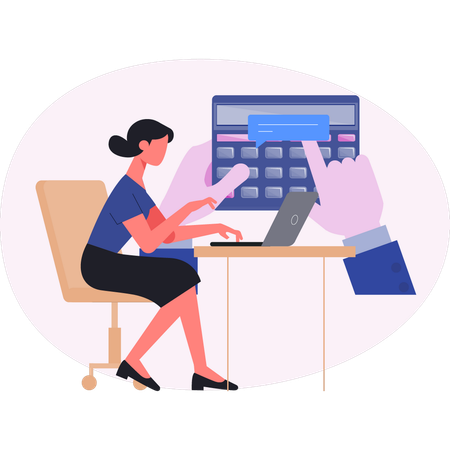 Woman working on laptop  Illustration