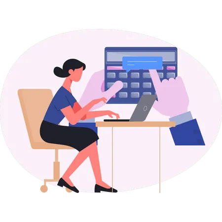 Woman working on laptop  Illustration