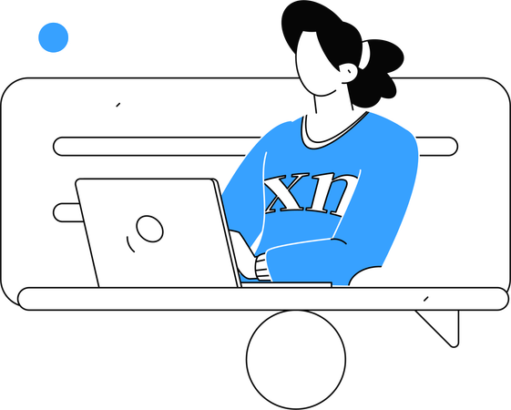 Woman working on laptop  Illustration