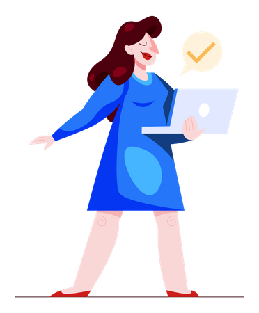 Woman working on laptop  Illustration