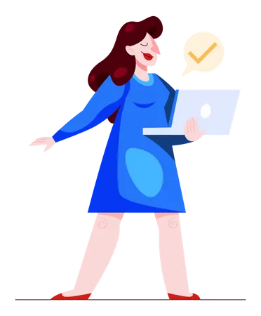 Woman working on laptop  Illustration