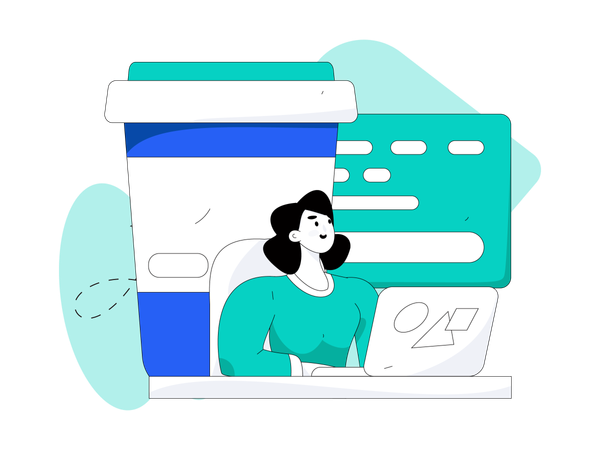 Woman working on laptop  Illustration