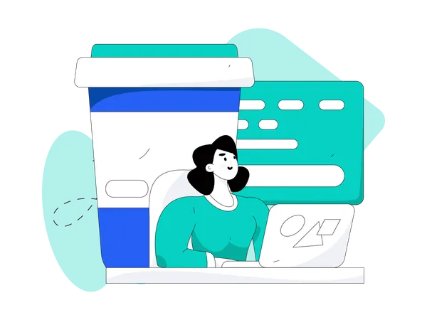 Woman working on laptop  Illustration